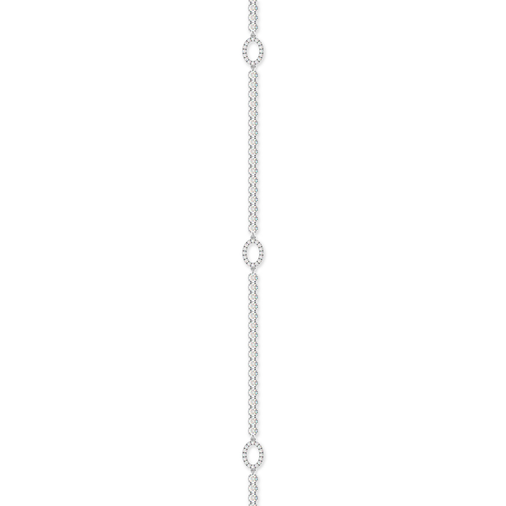 Lab Diamond Tennis Bracelet With Pav? Oval Stations-14K White Gold