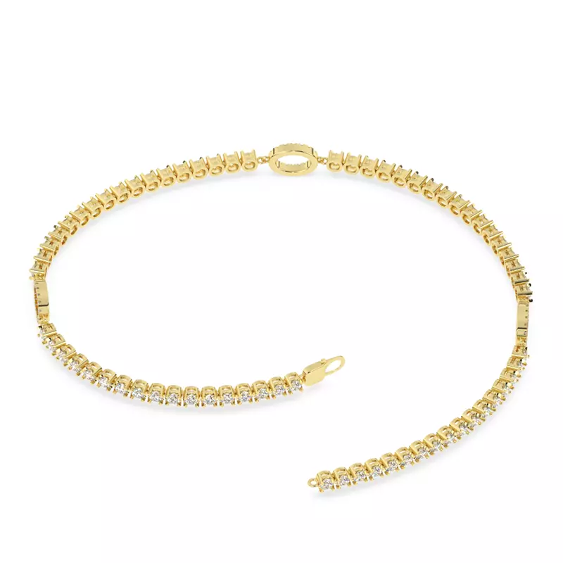 14K Yellow Gold Lab Diamond Tennis Bracelet With Pavé Oval Stations