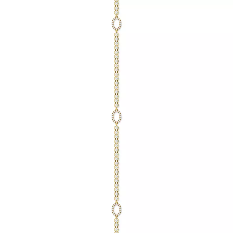 14K Yellow Gold Lab Diamond Tennis Bracelet With Pavé Oval Stations