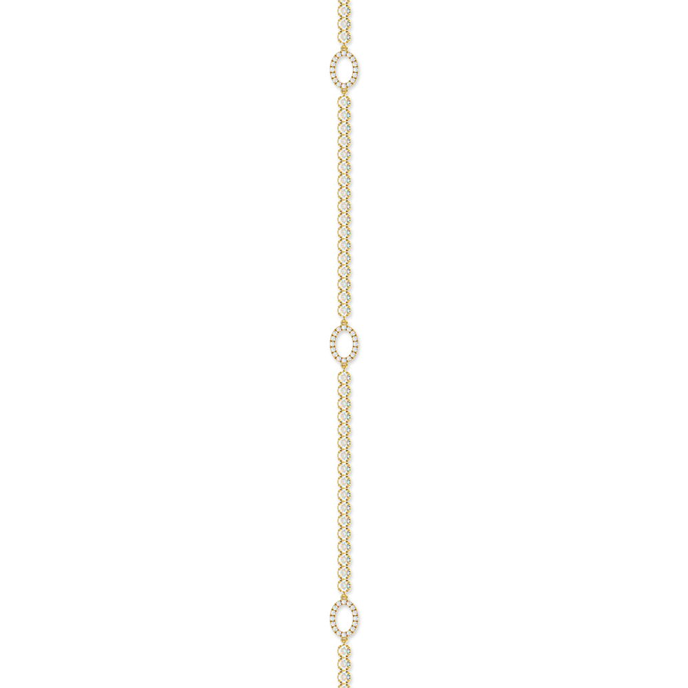 Lab Diamond Tennis Bracelet With Pav? Oval Stations-14K Yellow Gold