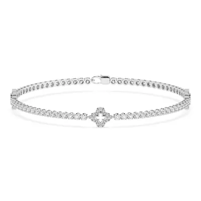 Lab Diamond Tennis Bracelet With Pavé Clover Stations