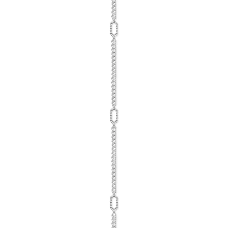 14K White Gold Lab Diamond Tennis Bracelet With Pavé Geometric Stations