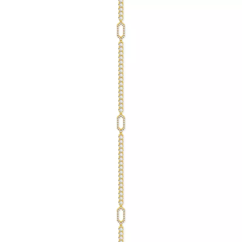14K Yellow Gold Lab Diamond Tennis Bracelet With Pavé Geometric Stations