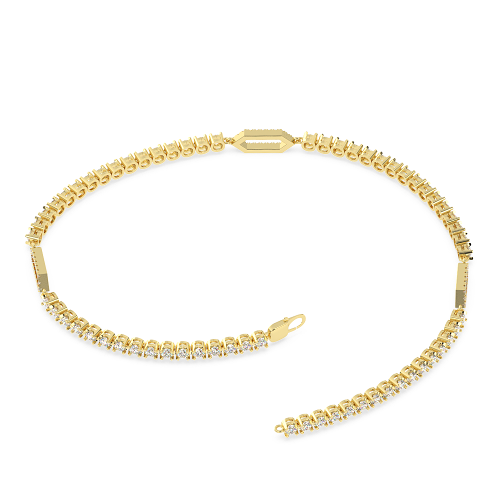 Lab Diamond Tennis Bracelet With Pav? Geometric Stations-14K Yellow Gold