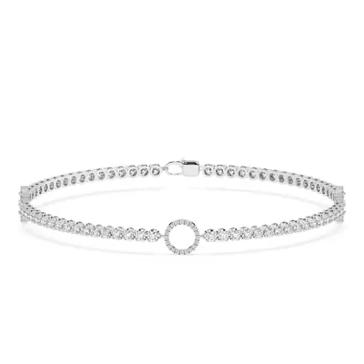 Lab Diamond Tennis Bracelet With Pavé Circle Stations