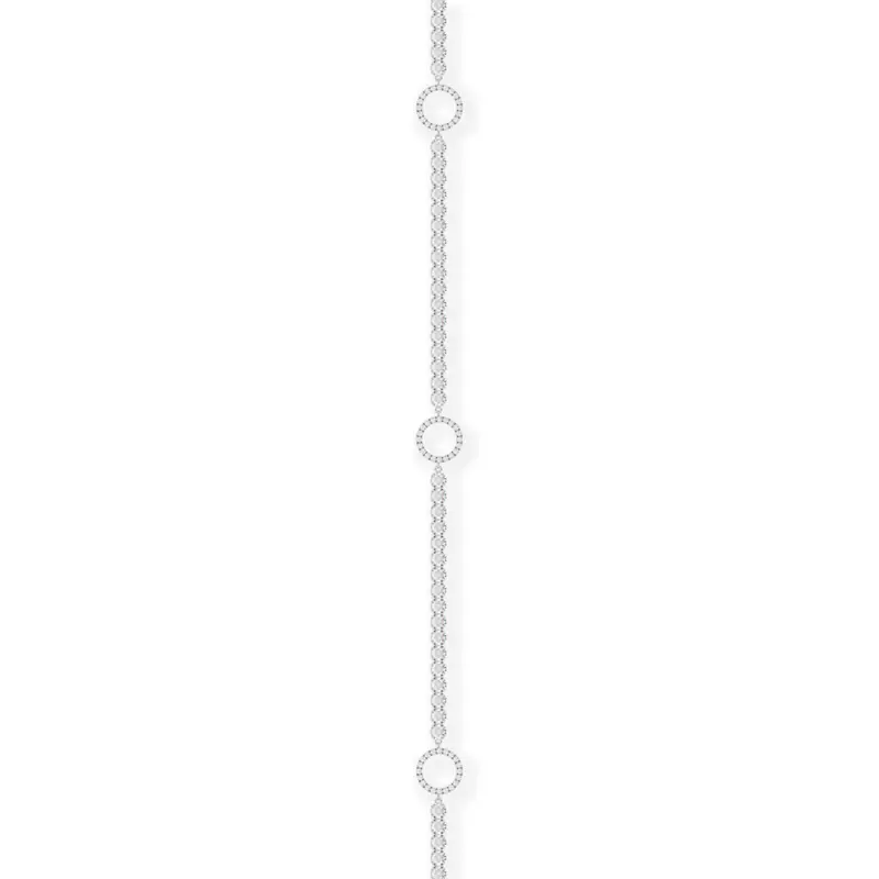 14K White Gold Lab Diamond Tennis Bracelet With Pavé Circle Stations