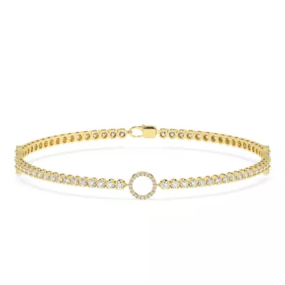 Lab Diamond Tennis Bracelet With Pavé Circle Stations