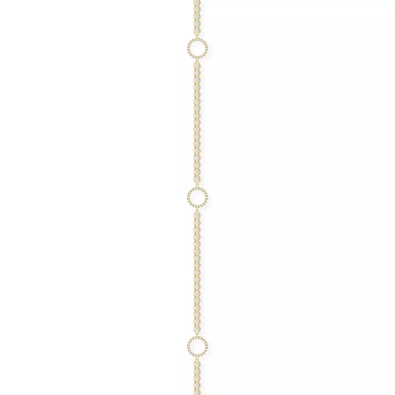 14K Yellow Gold Lab Diamond Tennis Bracelet With Pavé Circle Stations