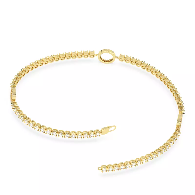 14K Yellow Gold Lab Diamond Tennis Bracelet With Pavé Circle Stations