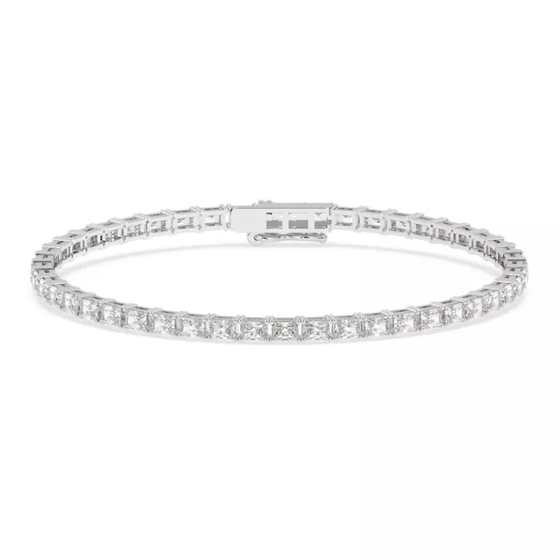 14K White Gold Radiant Cut Lab Diamond East-West Tennis Bracelet (5.10ct. tw.)