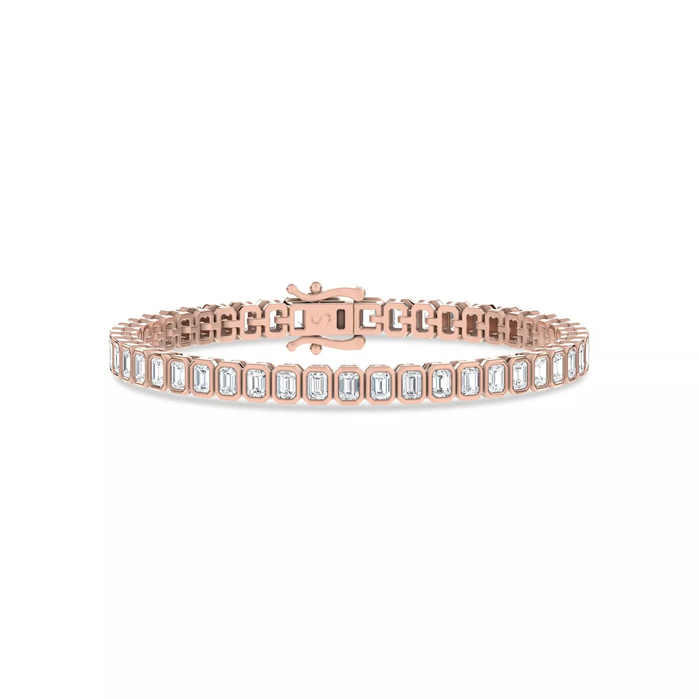 Modern Bezel Tennis 14K Rose Gold Engagement Ring