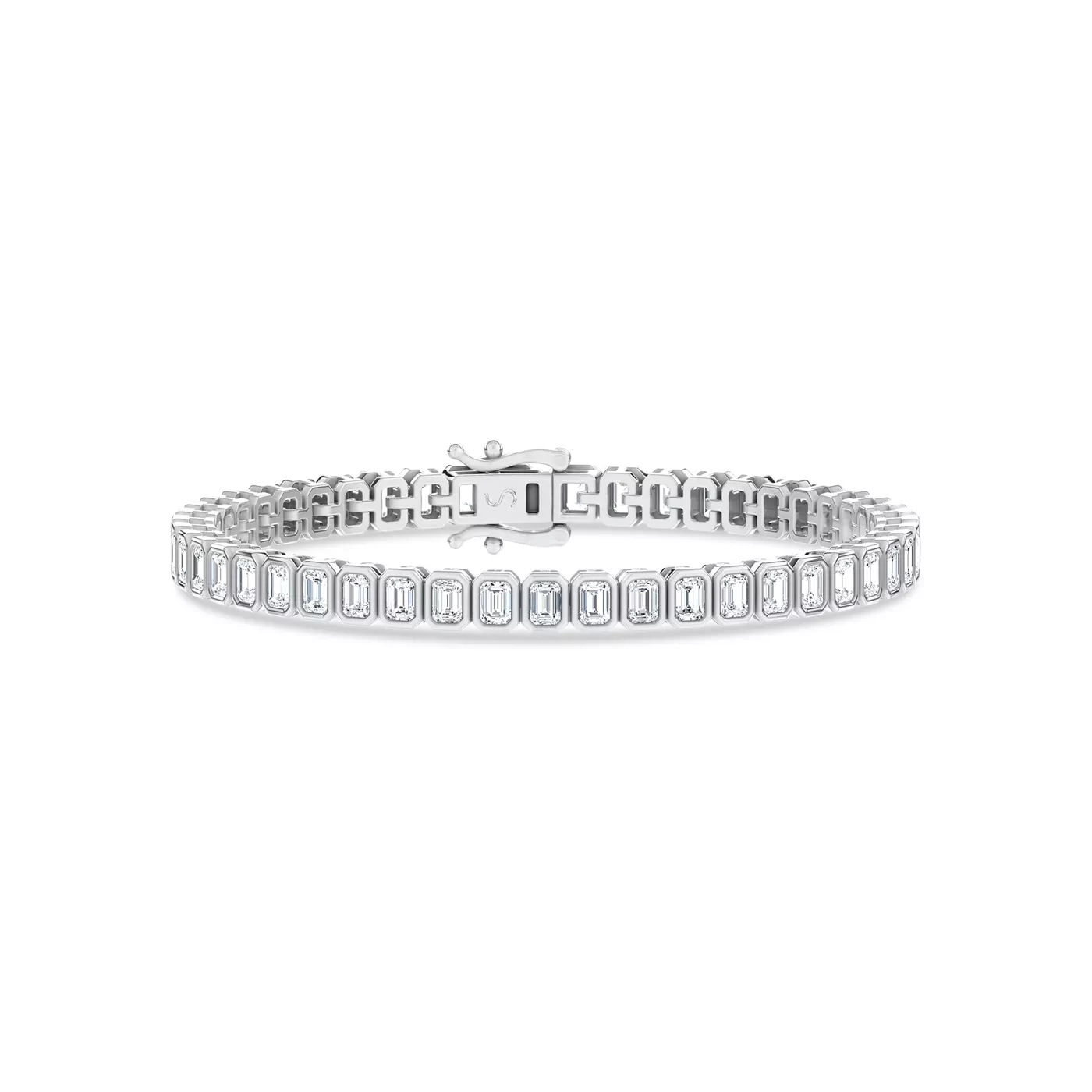 Modern Bezel Tennis 14K White Gold Engagement Ring