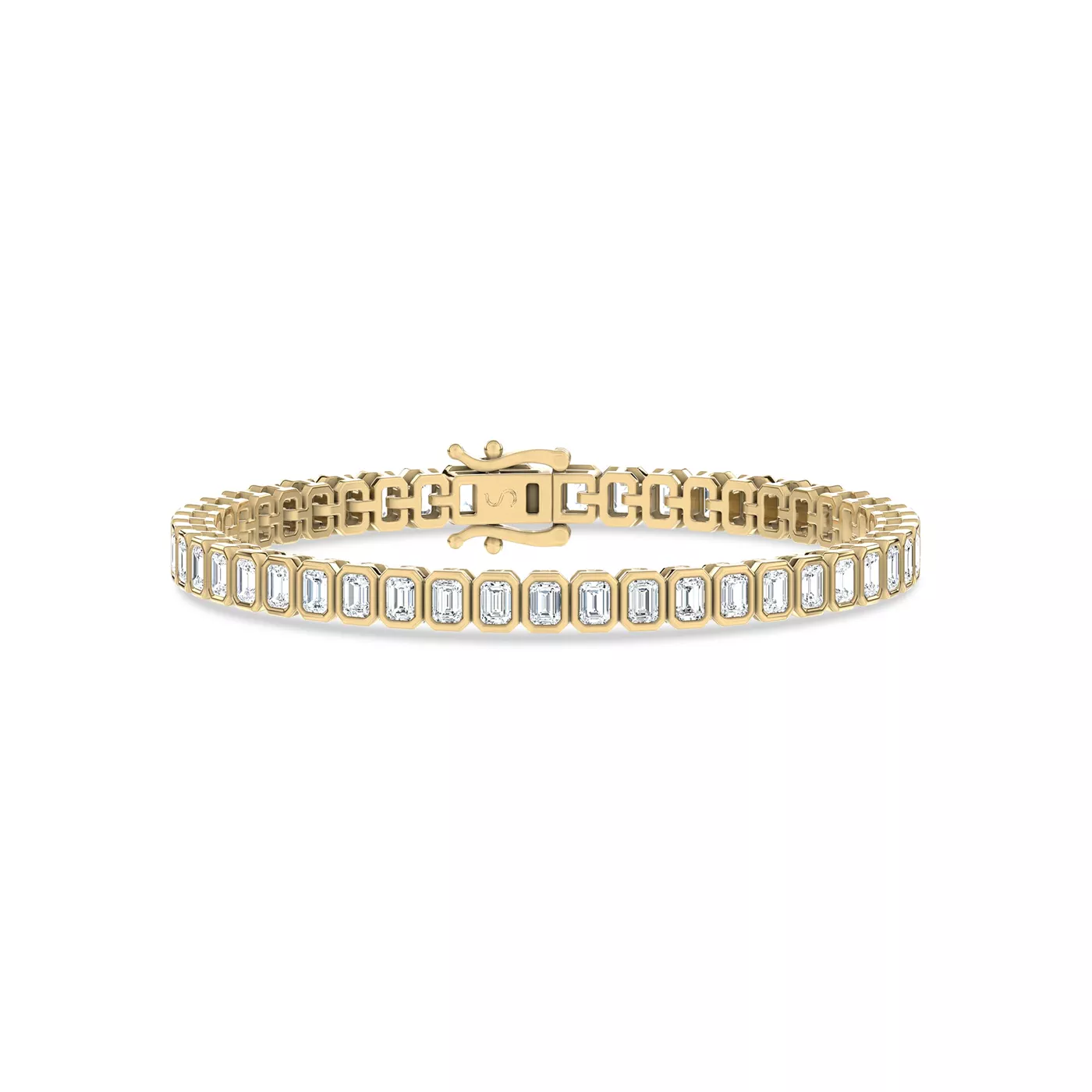 Modern Bezel Tennis 14K Yellow Gold Engagement Ring