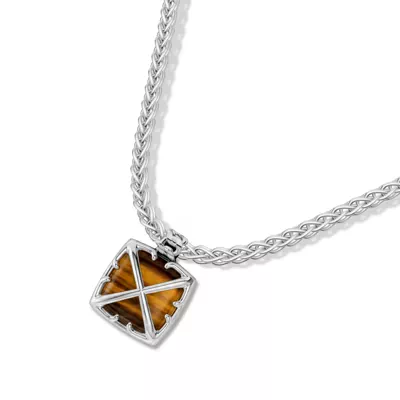 Double Arrow Tiger Eye Necklace by Off-White