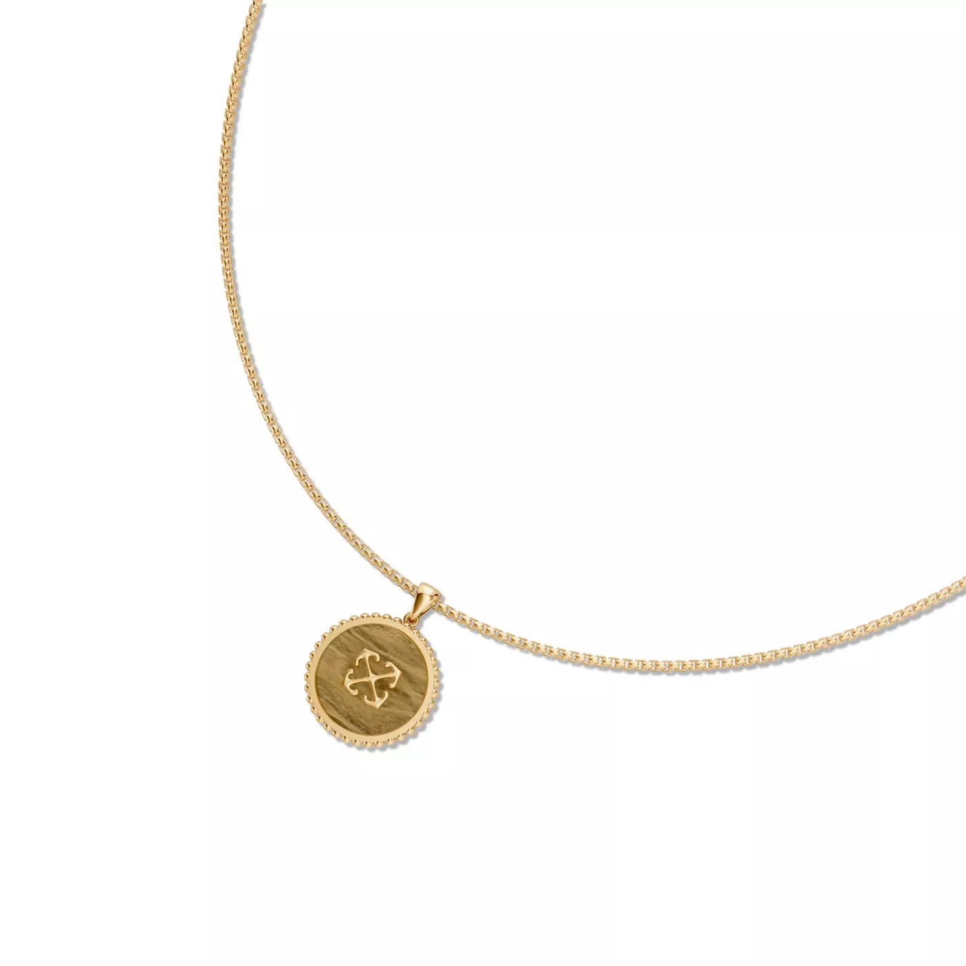 Double Arrow Tiger Eye Medallion Necklace by Off-White