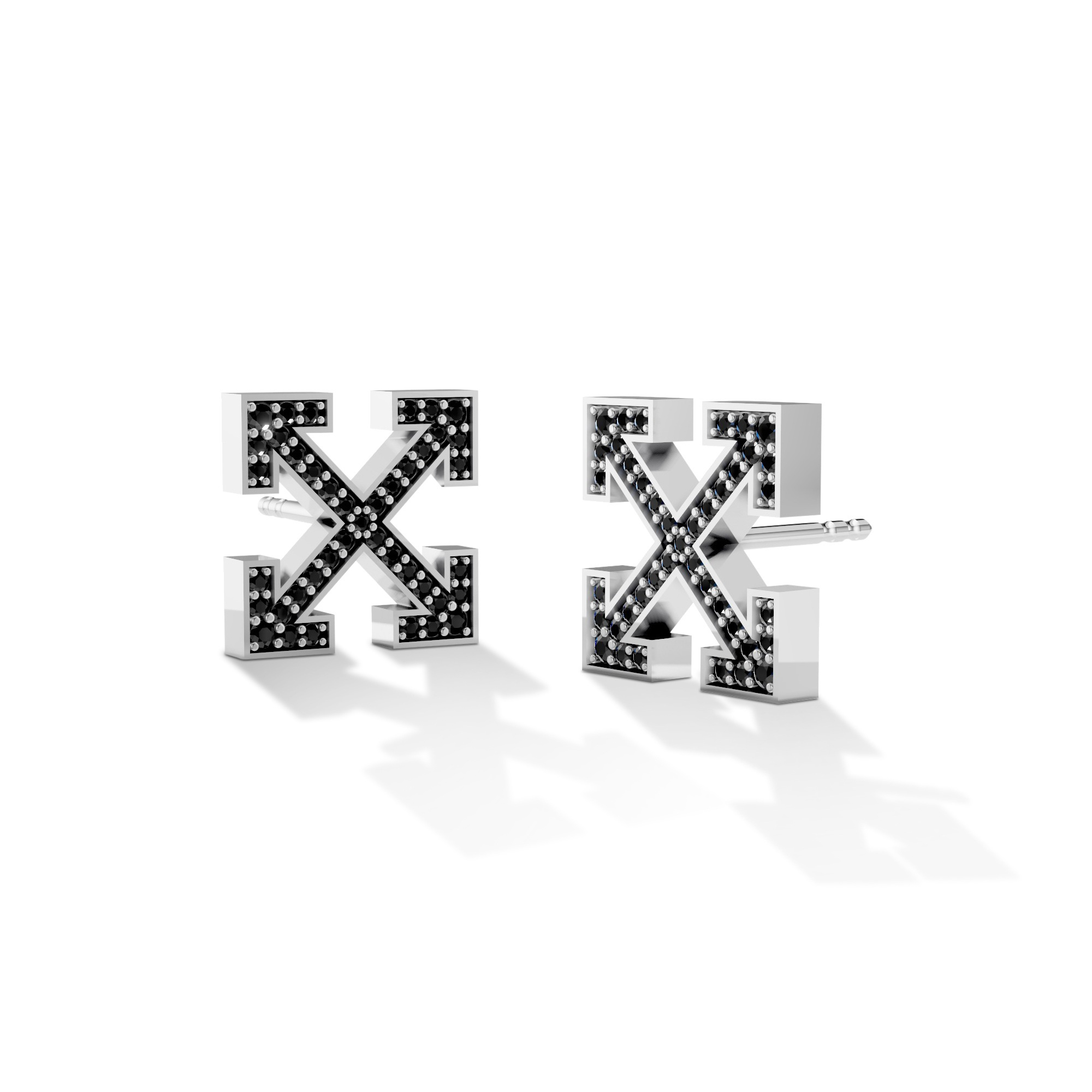 Double Arrow Black Lab Diamond Stud Earrings by Off-White