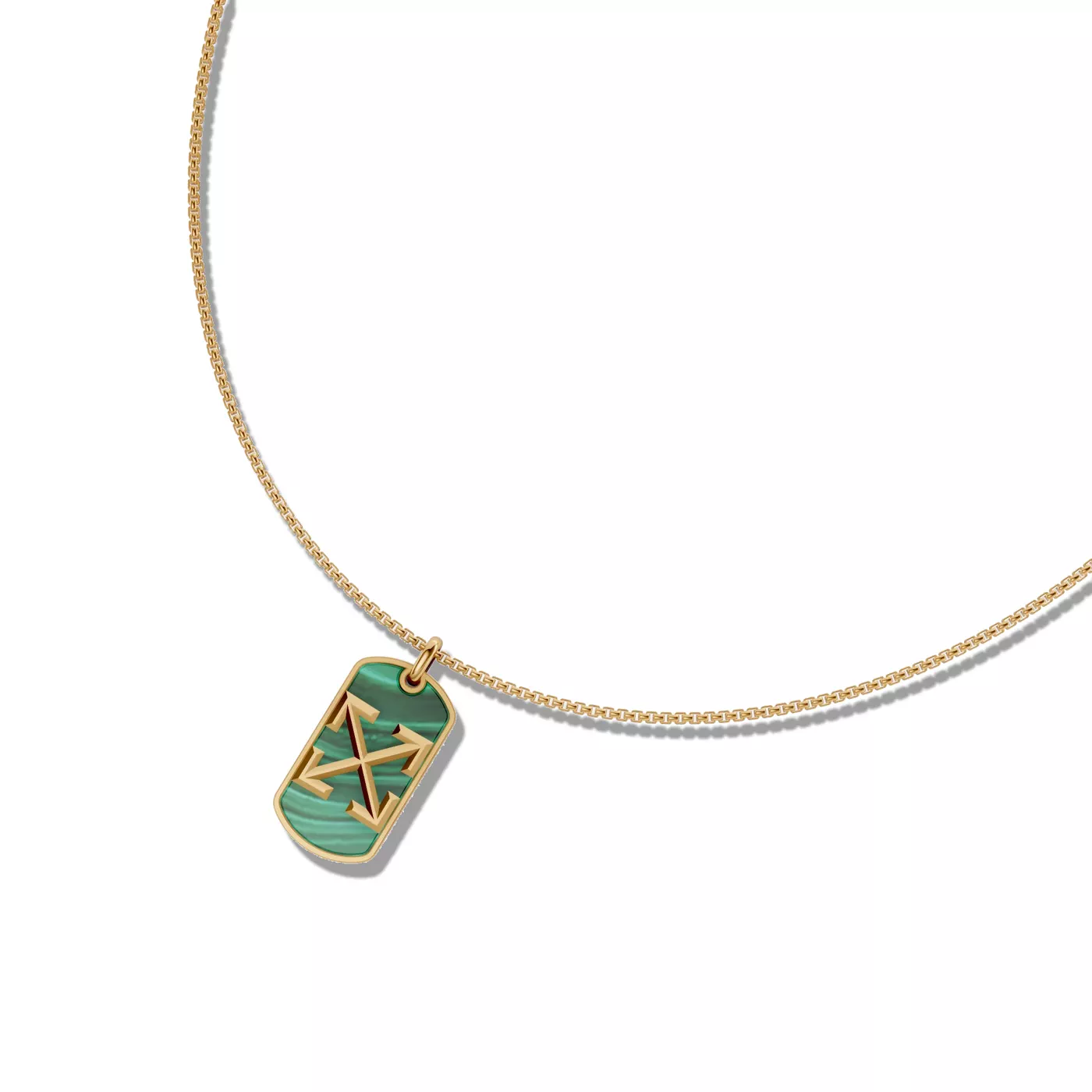 Double Arrow Malachite Tag Necklace by Off-White