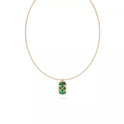 Double Arrow Malachite Tag Necklace by Off-White