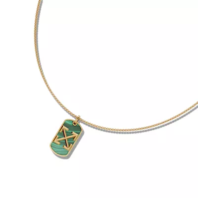 Double Arrow Malachite Tag Necklace by Off-White