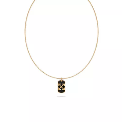 Double Arrow Black Onyx Tag Necklace by Off-White