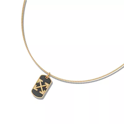 Double Arrow Black Onyx Tag Necklace by Off-White