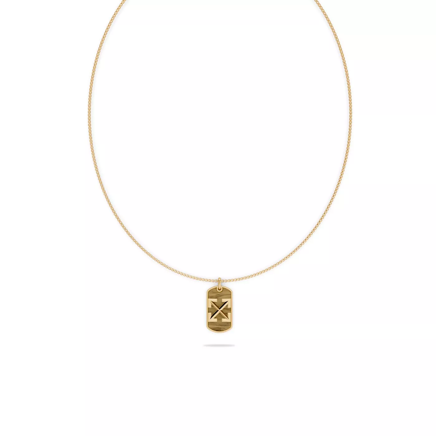 Double Arrow Tiger Eye Tag Necklace by Off-White