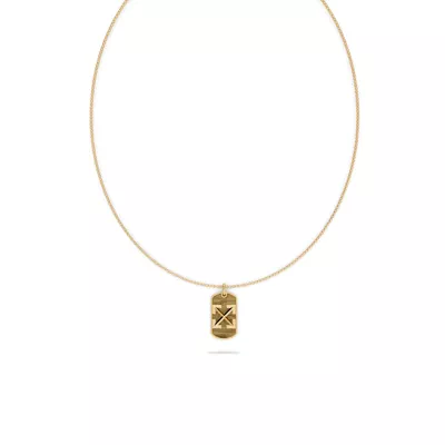 Double Arrow Tiger Eye Tag Necklace by Off-White