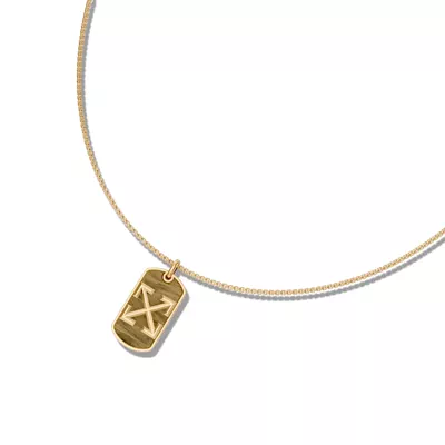 Double Arrow Tiger Eye Tag Necklace by Off-White