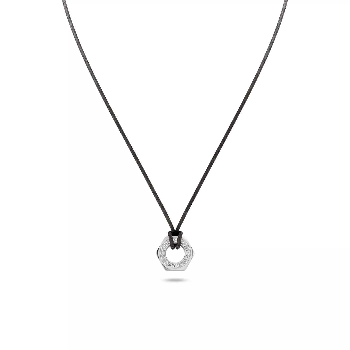Hex Nut Leather Cord Lab Diamond Necklace by Off-White