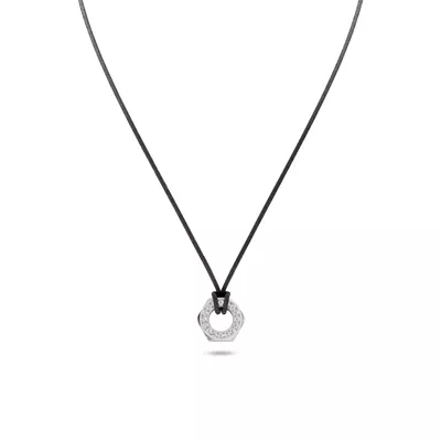 Hex Nut Leather Cord Lab Diamond Necklace by Off-White
