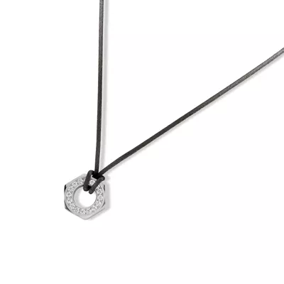 Hex Nut Leather Cord Lab Diamond Necklace by Off-White
