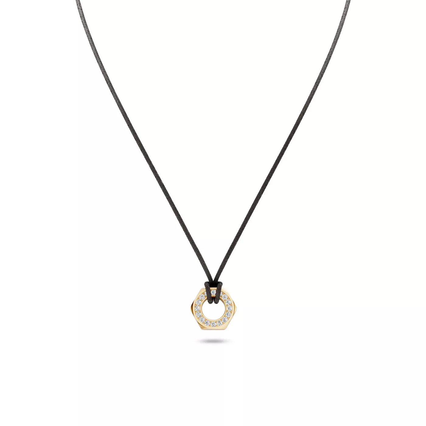 Hex Nut Leather Cord Lab Diamond Necklace by Off-White
