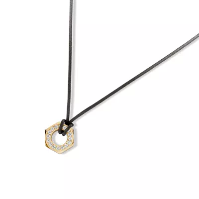 Hex Nut Leather Cord Lab Diamond Necklace by Off-White