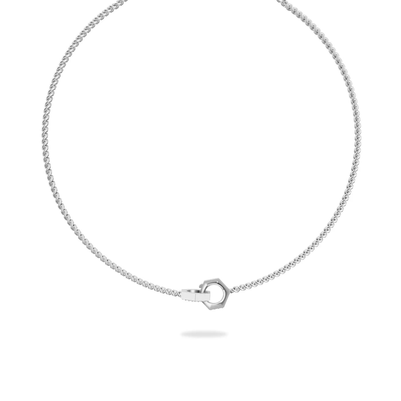 Interlocking Hex Nut Pavé Lab Diamond Necklace by Off-White