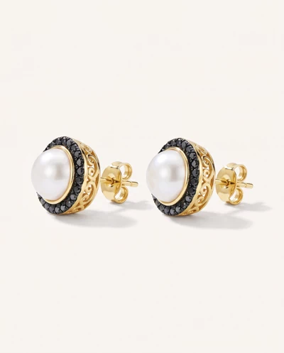 Midnight Noir Pearl Halo Earrings By Christian Siriano