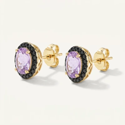 Midnight Noir Amethyst Halo Earrings By Christian Siriano