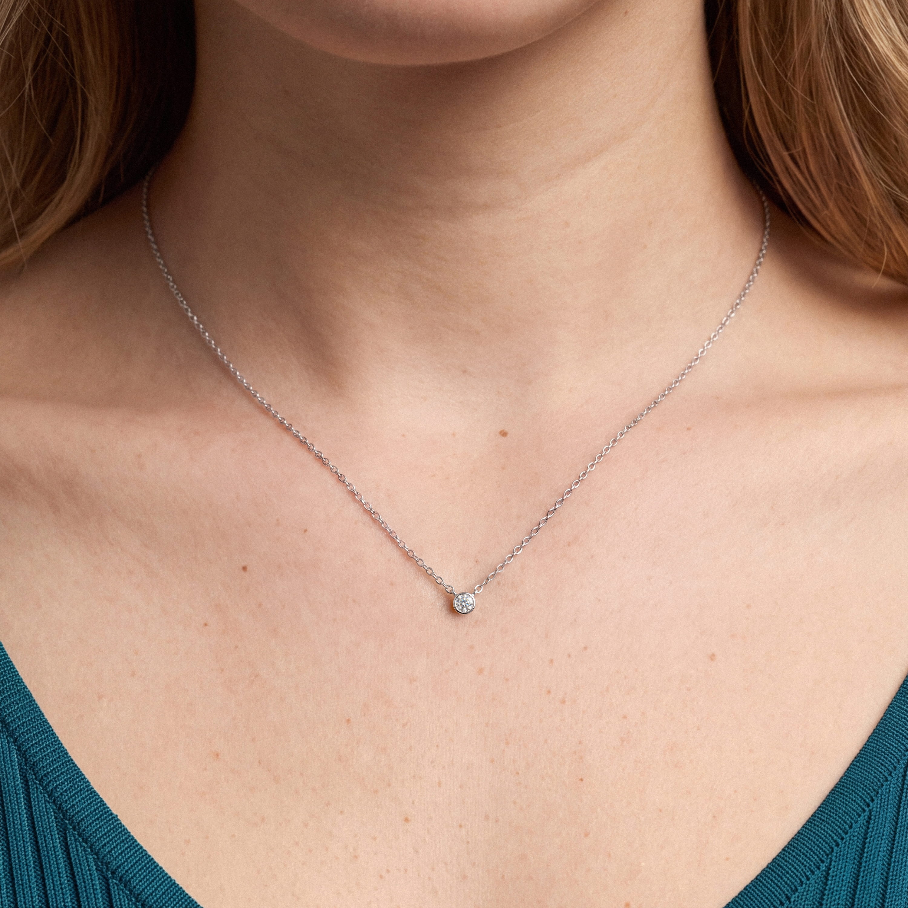 Petite Bezel-Set Diamond Solitaire Necklace (0.12 ct.)