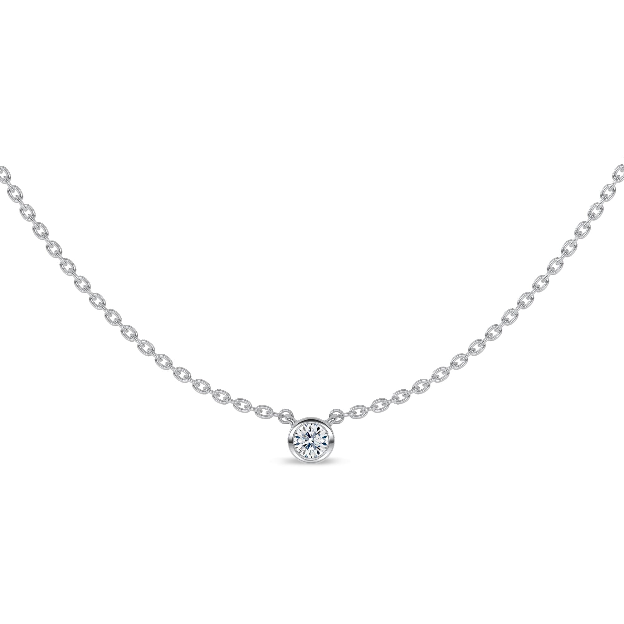 Petite Bezel-Set Lab Diamond Solitaire Necklace (0.12 ct.)