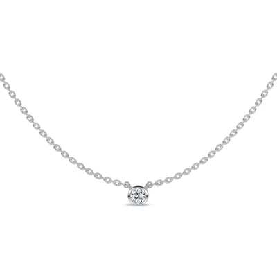 Petite Bezel-Set Diamond Solitaire Necklace (0.12 ct.)