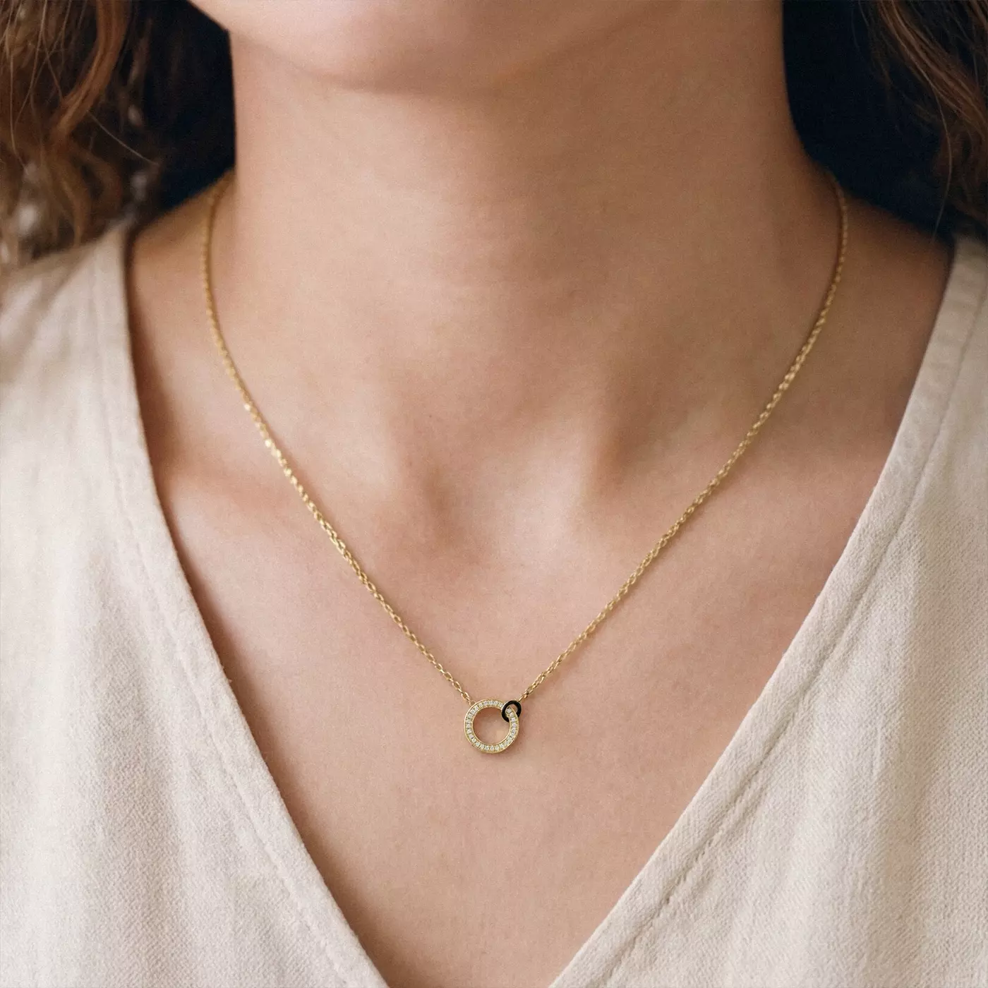 Midnight Noir Pavé Loop Necklace By Christian Siriano - 14K Gold