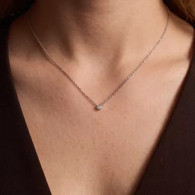 Petite Bezel-Set Lab Diamond Solitaire Necklace (0.06 ct.)