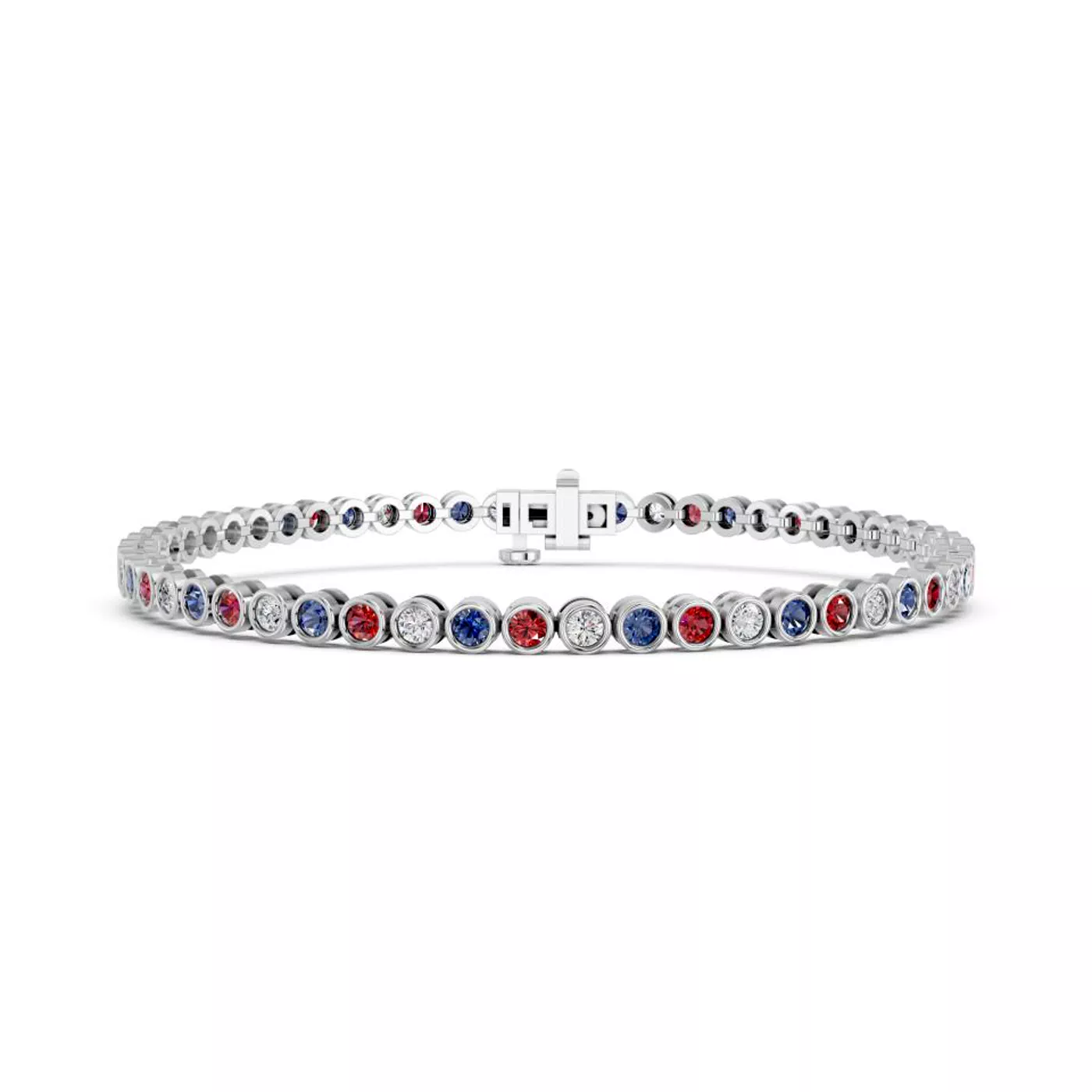 Modern Bezel Tennis Silver Engagement Ring