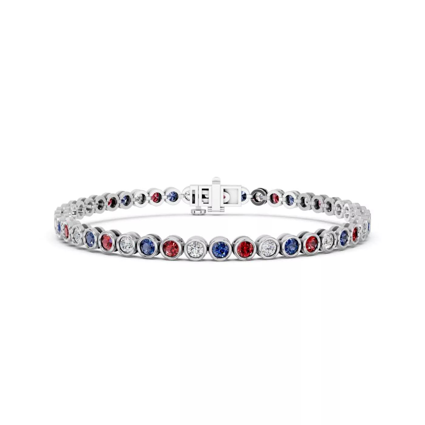 Modern Bezel Tennis Silver Engagement Ring