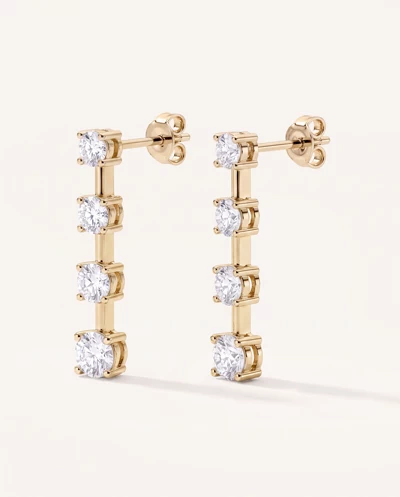 Strata Graduated Bar-Set Lab Diamond Earrings
