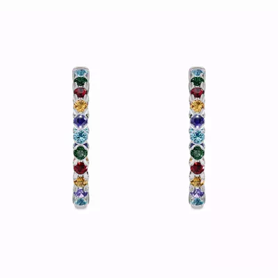 Multicolor Gemstone Inside-Out Hoop Earrings