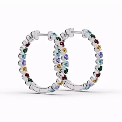 Multicolor Gemstone Inside-Out Hoop Earrings