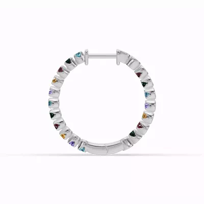 Multicolor Gemstone Inside-Out Hoop Earrings
