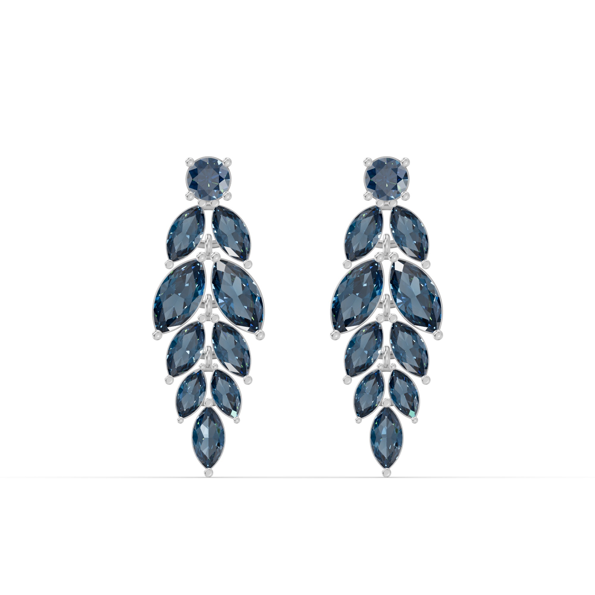 London Blue Topaz Feather Drop Earrings