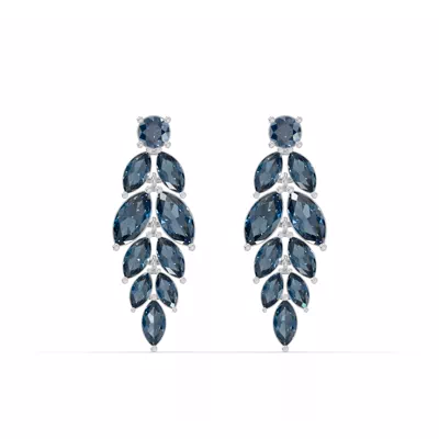 London Blue Topaz Feather Drop Earrings