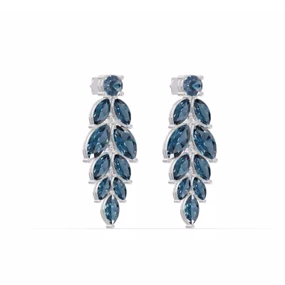 London Blue Topaz Feather Drop Earrings